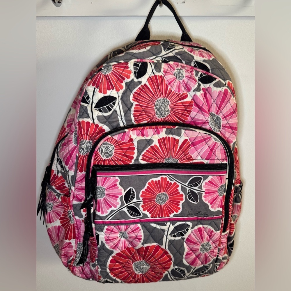 Vera Bradley Pink and Gray Floral Backpack